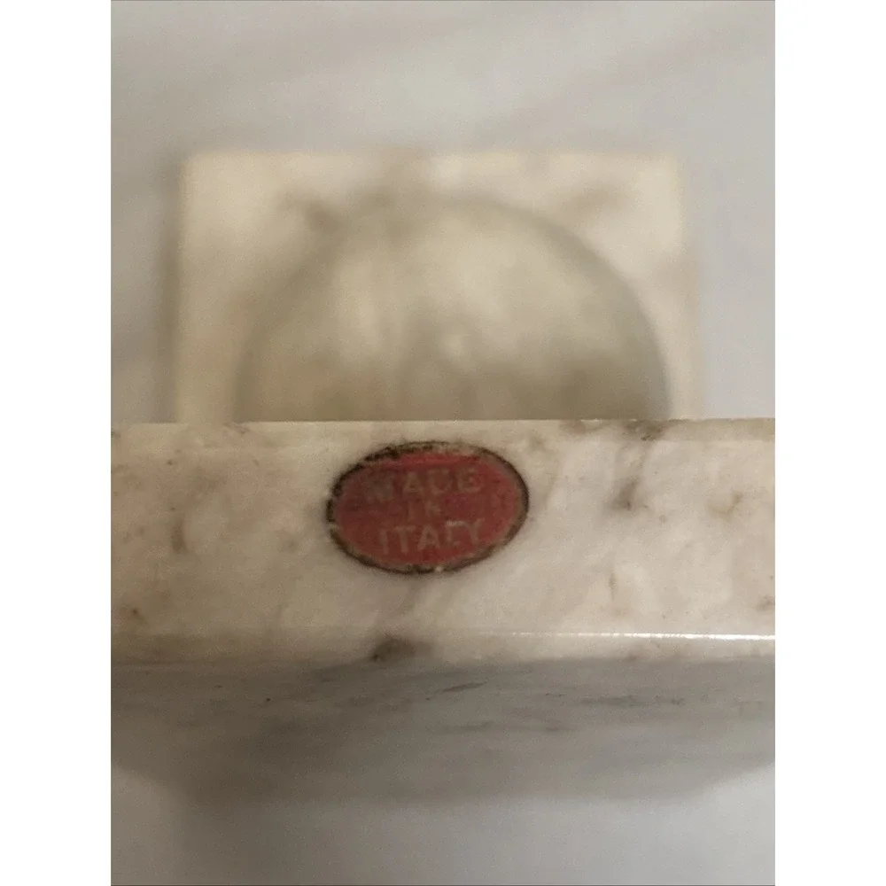 Vintage Marble Round Ball Bookend Handmade in Italy Mid Century Modern